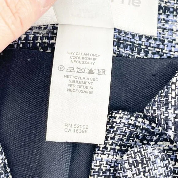 Liz Claiborne Petite 10P Navy Tweed Pea Coat 100% Silk Shell Button Front Jacket - Picture 3 of 13